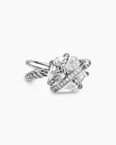 Cable Wrap Ring in Sterling Silver with Crystal and Pavé Diamonds, 11mm